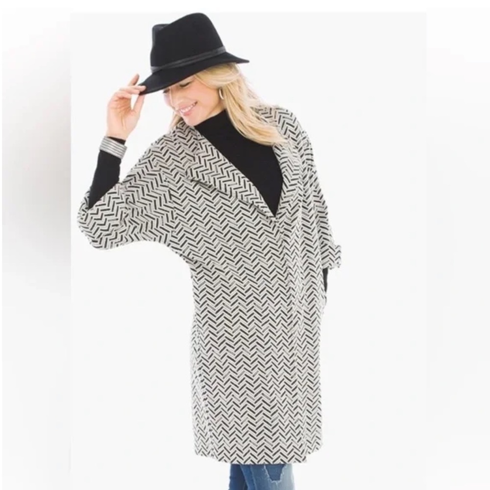 CHICO’S chevron knit jacquard jacket/coat - Picture 3 of 15
